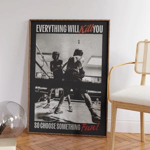 Retro Boxing Poster, Daring Funny Sports Wall Art, Vintage Boxing Print, Black and White Apartment Decor, Adventure Art Print, Boxing Gift