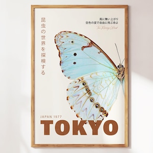 Blue Butterfly Japanese Poster – Vintage Tokyo Exhibition
