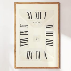 Trendy Vintage Poster – Cartier Clock Wall Art, Luxury Brand Decor for Living Room, Classic European Aesthetic & Designer Prints