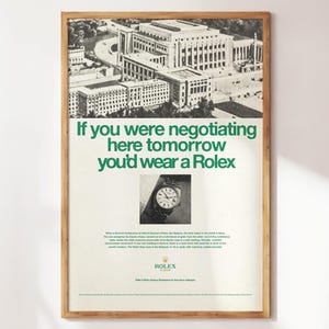 Vintage Rolex Ad, Retro Bar Cart Print, Wall Art for Bar, Concession Poster, Classic Luxury Watch Print, Retro Advertisement for Living Room