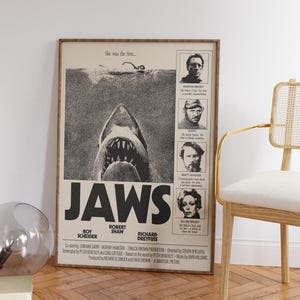 Jaws Vintage Movie Poster, Original Poster Inspired by Jaws, Jaws 1975, Jaws 1975 Original Poster, Vintage Horror Movie poster