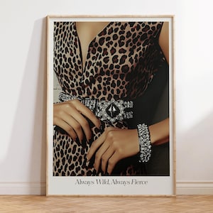 Always Fierce  Print, Vintage Cheetah Wall Art, Trendy Leopard Decor for Bedroom or Apartment, Perfect Preppy Gift, New Yorker Wall Art