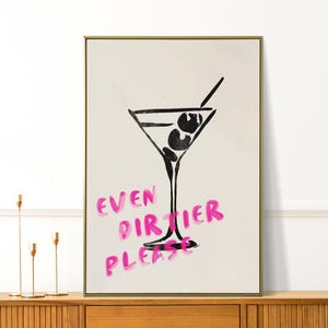 Extra Dirty Prints - Martini Art - Retro Kitchen Wall Art - Pink Bar Cart Decor - Preppy Cocktails Wall Art - Girly Gift - Apartment Decor