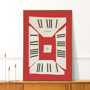 Trendy Vintage Poster – Cartier Clock Wall Art, Luxury Brand Decor for Living Room, Classic European Aesthetic & Designer Prints