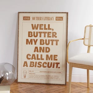 Call Me Biscuit, Southwestern Print, Western Home Decor, Boho Apartment Decor, Funny Bar Cart Print, Retro Cowboy Wall Art, Newspaper