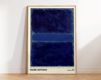 Mark Rothko Print - Dark Blue Navy Painting Large Abstract Wall Art for Living Room, Office Wall Art, Birthday Gift and Home Decor