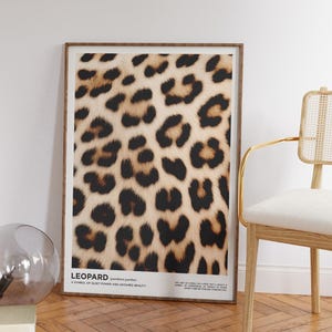 Leopard Print - Cheetah Pattern Animal Wall Art - Brown Retro Art - Modern Preppy Decor for Bedroom or Apartment - Perfect Maximalist Gift