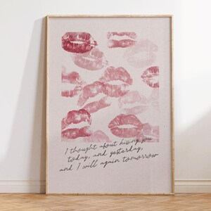 I Thought About Kissing You Wall Art - Valentine's Day Art - Romantic Couple Gift - Kisses Prints - Preppy Valentine Print Gallery