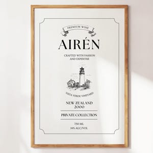 Vintage Wine Kitchen Print - Airen Rustic Wine Wall Art - Modern Farmhouse Decor for Living Room and Office Wall Art
