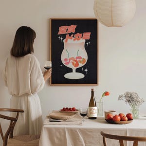 Retro Cocktail Prints - Retro Kitchen Wall Art - Japanese Wall Art Bar Cart Decor - Preppy Cocktail Aesthetic - Trendy Apartment Wall Art
