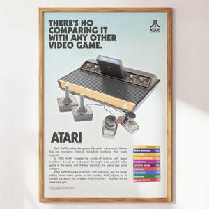 Retro Atari Poster, Retro Game Console Print, Living Room Decor, Vintage Print, Classic Gaming Print, Vintage Atari Advertisement