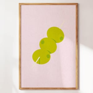 Olives Illustration Print, Perfect Bar Cart Print for Olive Lovers, Fruit Poster for Kitchen and Dining Room, Martini Lovers Cocktail Print