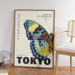 Retro Butterfly Japanese Poster – Vintage Tokyo Exhibition