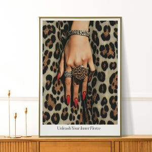 Inner Fierce Print, Vintage Cheetah Wall Art, Trendy Leopard Decor for Bedroom or Apartment, Perfect Preppy Gift, New Yorker Wall Art