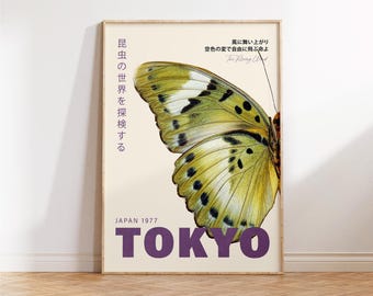 Blue Butterfly Japanese Poster – Vintage Tokyo Exhibition