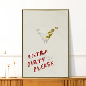 Extra Dirty Prints - Martini Art - Retro Kitchen Wall Art - Pink Bar Cart Decor - Preppy Cocktails Wall Art - Girly Gift - Apartment Decor