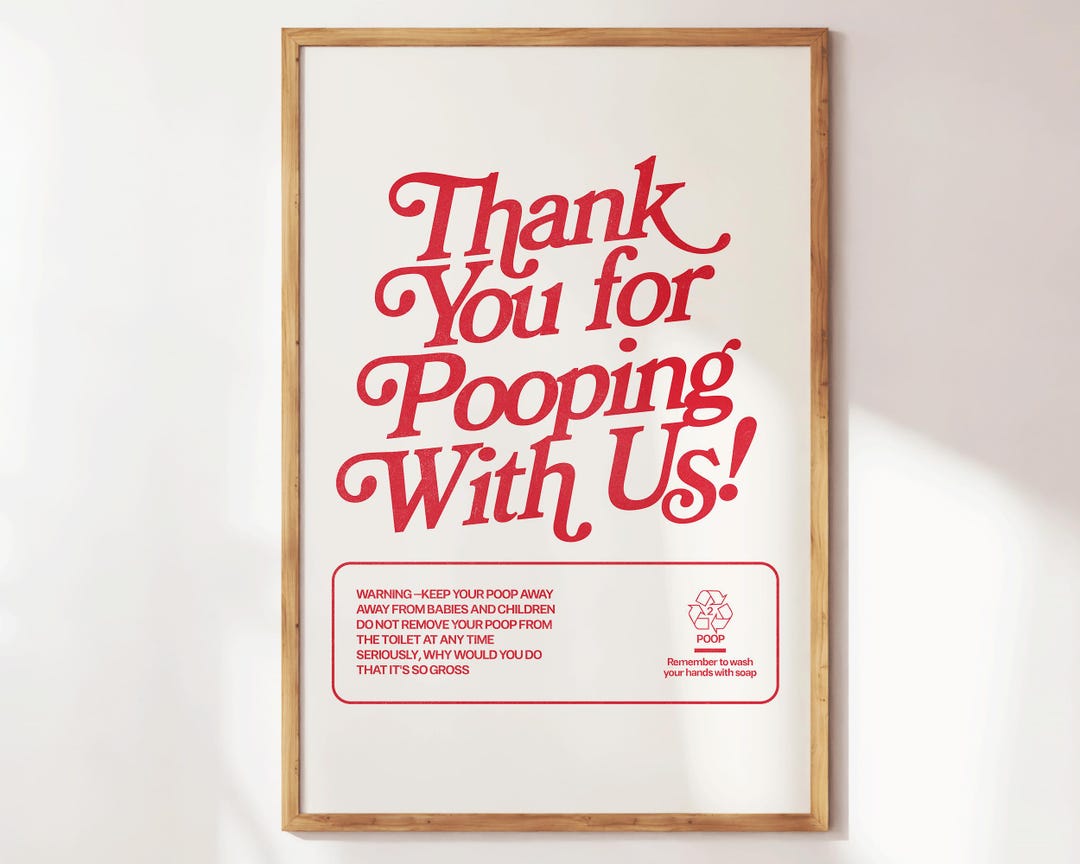 Thank You for Pooping, Funny Bathroom Print, Vintage Bathroom Humor ...