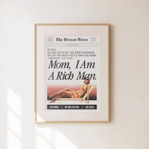 Mama I'm A Rich Man Print - Iconic Cher Art - New Yorker Retro Decor - Vintage Newspaper Girly Wall Art - Trendy Preppy Apartment Gift