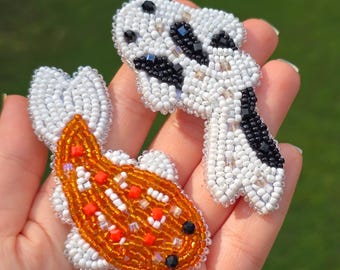 Handmade Beaded Fish Brooch, Orange Fish Pin, Embroidered Fish Brooch, Ocean Inspired Jewelry, Unique Gift for Fish Lover