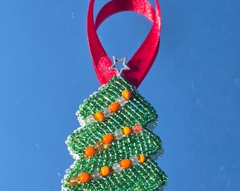 Beaded Christmas Tree Ornament - Handmade Holiday Decoration