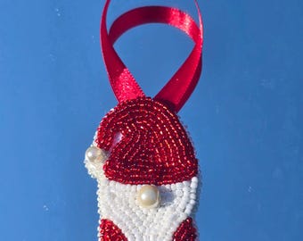 Beaded Santa Claus Ornament - Handmade Christmas Tree Decoration
