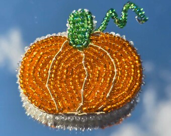 Handmade Beaded Pumpkin - Fall Decor