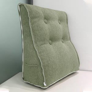 Contour Wedge Pillow, Curved Triangular Bed Rest Back Pillow, Headboard Backrest Sofa Reading Pillow, Button Tufted, Connectable Zipper