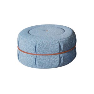 Large Round Blue Corduroy Floor Cushion: Modern Ottoman