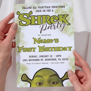 Shrek Birthday Party Invitation Template - Editable Birthday Invite for Kids - Fairytale Themed Party Digital Download
