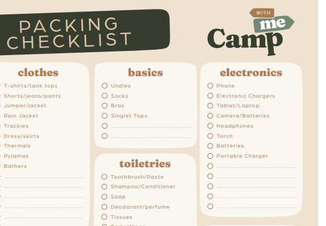 Adventure Packing Checklist Etsy