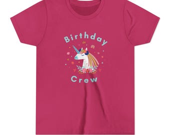 Unicorn Birthday Crew Youth Tee | Kids Party Shirt