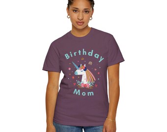 Birthday Mom Unicorn T-Shirt | Cute Floral Unicorn Birthday Tee