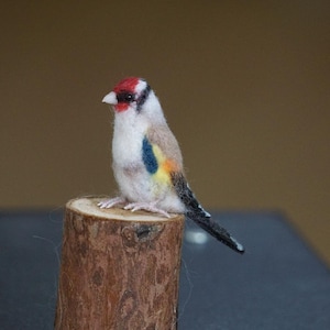 Handmade Needle Felted Goldfinch-Miniature- An Adorable & Unique Woolen Sculpture-Perfect Gift for Bird Lovers