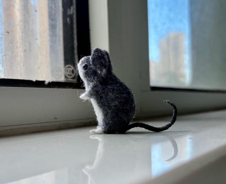 Needle Felted Mini Mouse-An Adorable & Unique Woolen Sculpture-Perfect Gift for Animal lovers/Best Friends/Kids image 6