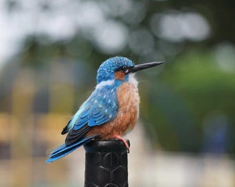 Needle Felted Realistic Male Common Kingfisher-Two Sizes Available-A Lifelike& Vivid Woolen Sculpture-Perfect Gift for Bird Lovers