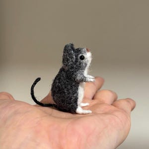 Needle Felted Mini Mouse-An Adorable & Unique Woolen Sculpture-Perfect Gift for Animal lovers/Best Friends/Kids image 2