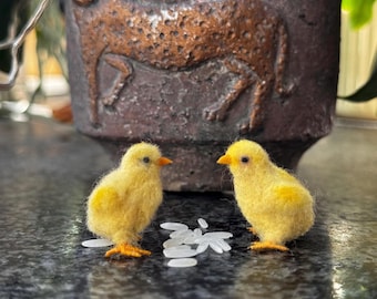 Needle Felted Little Chickens-Miniature-Woolen Sculpture-Perfect Easter Gift-For Nature lovers