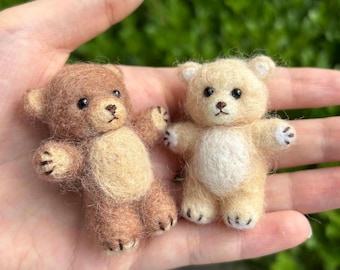 Needle Felted Bears-4-5CM-Two Designs Available—Miniature-Adorable & Unique Woolen Sculptures