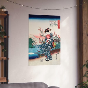 Papel de calidad de museo Utagawa Hiroshige Mujer japonesa estilo ukiyo-e vintage Pósteres verticales mate