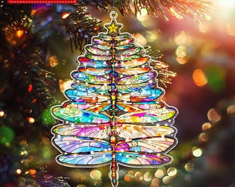 Colorful Dragonfly Christmas Suncatcher, Nature Lover or Memorial Gift