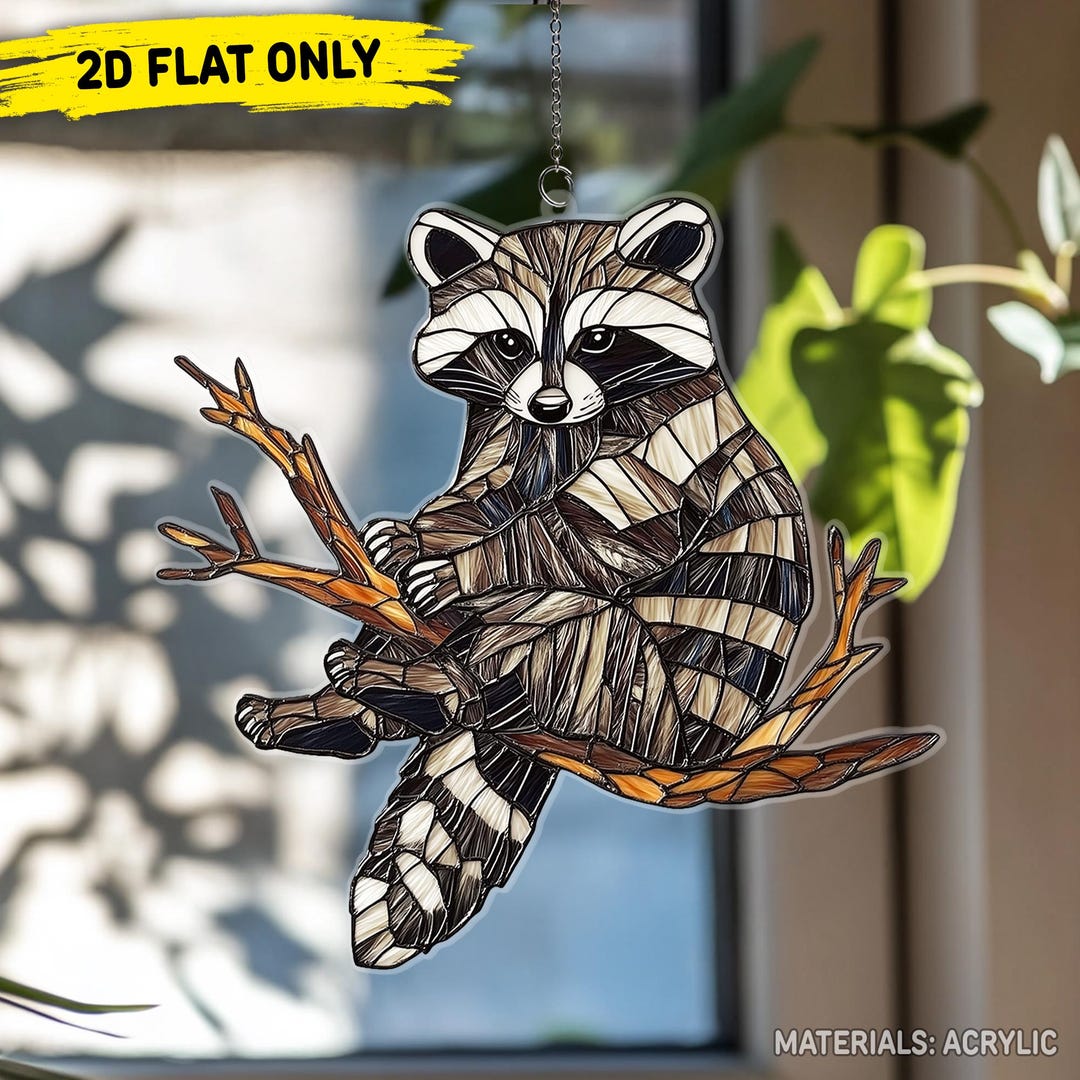 Raccoon Acrylic Suncatcher, Animals Style Window Hanging - Etsy
