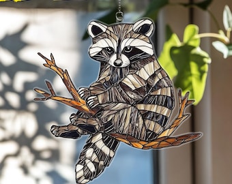 Raccoon Acrylic Suncatcher, Animals Style Window Hanging