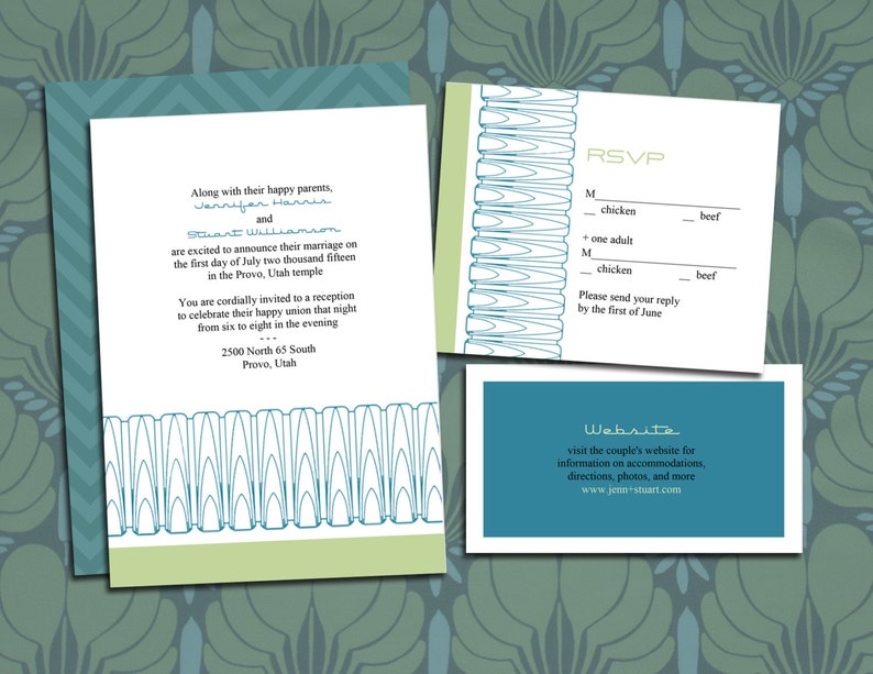 DIY printable RSVP NRDIY-11820 Art Deco Arches Wedding Invitation Suite