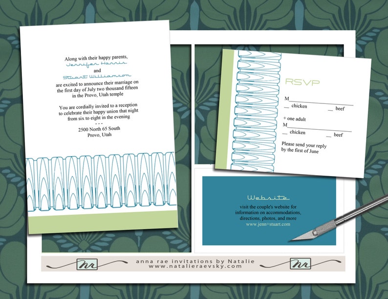 DIY printable RSVP NRDIY-11820 Art Deco Arches Wedding Invitation Suite