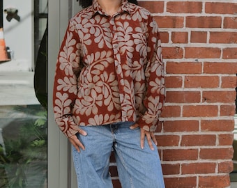 Camisa de manga larga con botones y estampado floral de pana - Gwyn