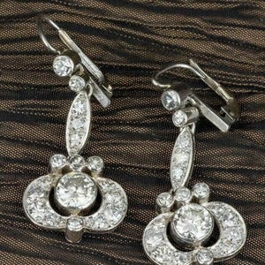 Old European Cut Moissanite Diamond Drop Dangle Earring, Art Deco Inspire Bezel Set Earring, Lever Back Dangle Earring, Anniversary Gift