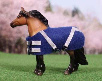 Stable Blanket for Breyer Stablemate G3 Pony Model Horses - Blue and White