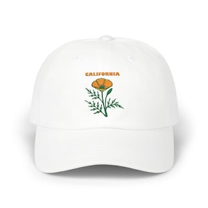 California Poppy Embroidered Hat - State Flower Classic Dad Cap
