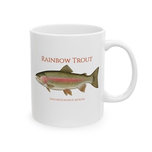 Rainbow Trout Ceramic Mug, Fishing Gift, Fisherman Coffee Cup, Nature Lover Tea Mug, Wildlife Lover Gift, Outdoor Enthusiast Drinkware,