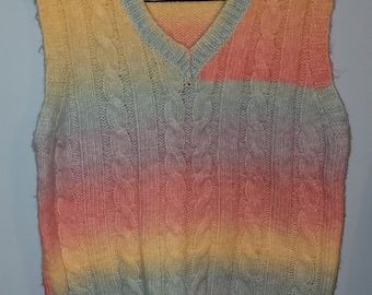 Papaya Sweater Vest Rainbow Colors Acrylic Polyester Nylon Wool Women's Size M New with Tag Cute Casual Business Wear Soft Comfy